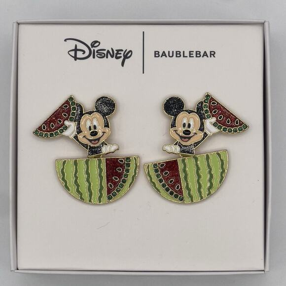 Disney BaubleBar Mickey Mouse Watermelon Earrings Summer Studs Glitter Cute Gift - Picture 4 of 5